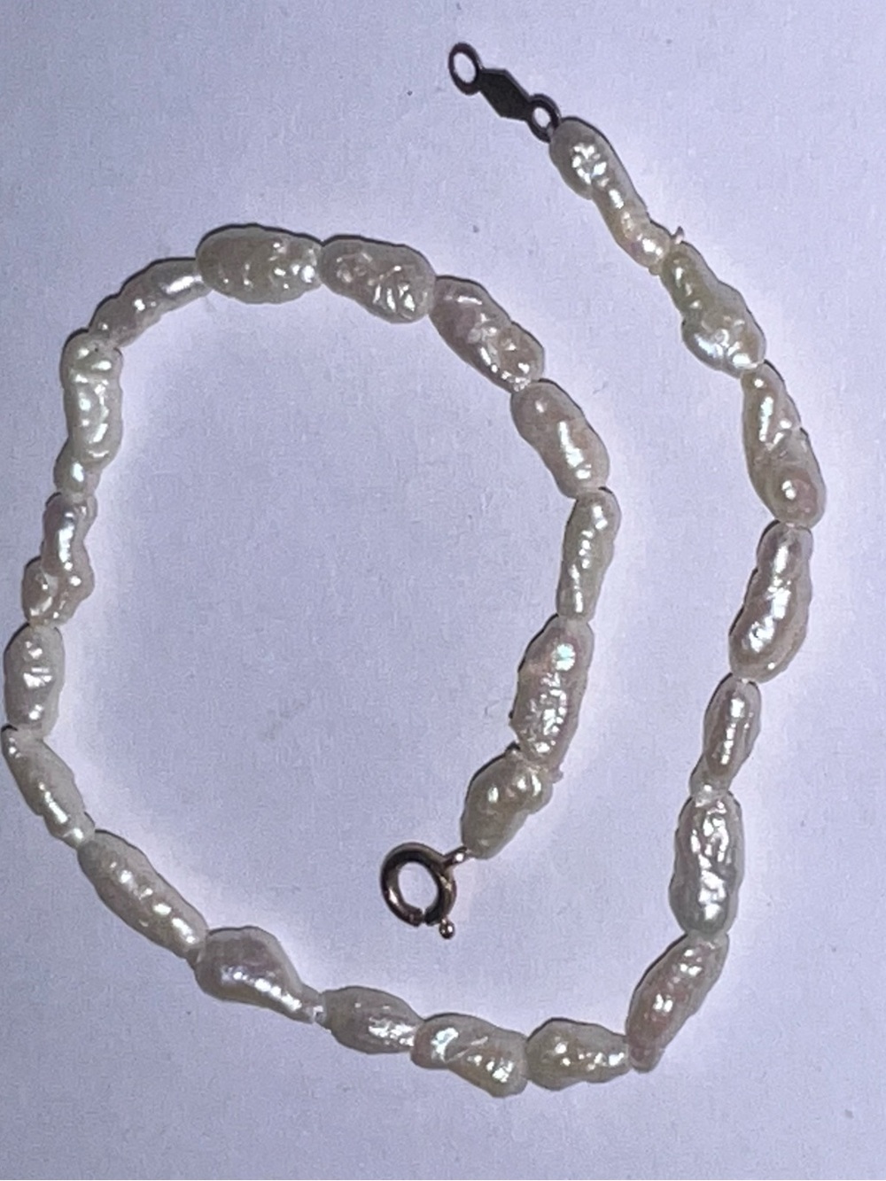 14k clasp Freshwater pearl bracelet Hawaii souvenir dainty strand vintage 80s